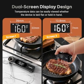 INKBIRD Pantalla dual 0.5 segundos recargable de lectura instantánea termómetro de carne para cocinar y barbacoa, sonda ultrafina profesional de 0.071