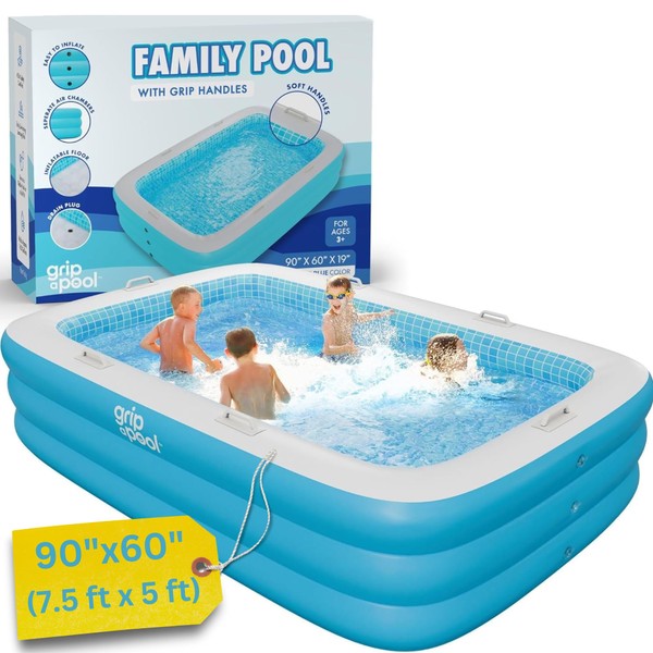 Premium Large Inflatable Pool with Soft Floor, Handles and Drain