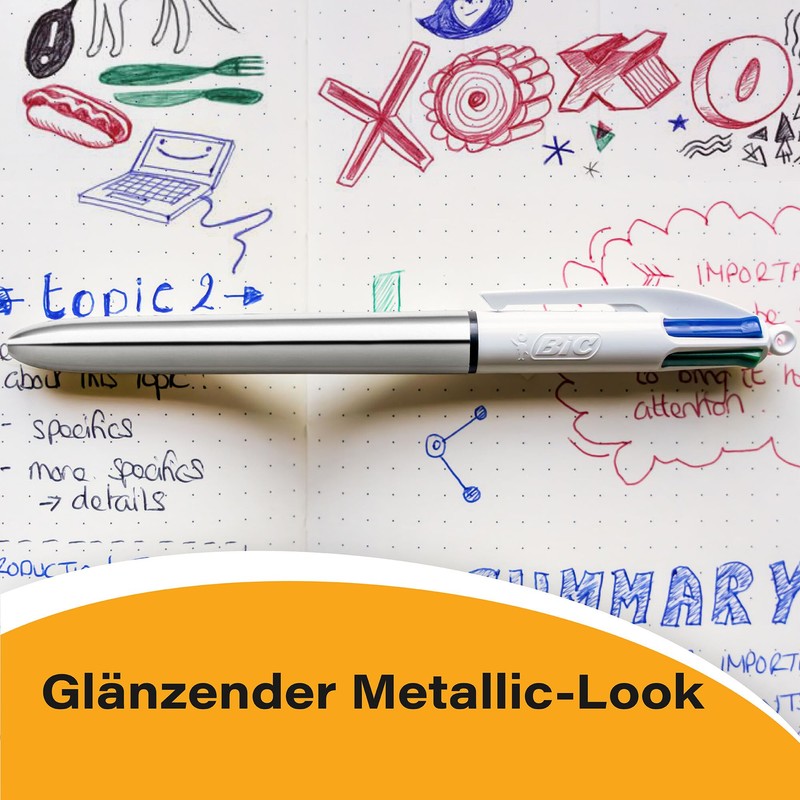 BIC 4 Colours Shine Ballpoint Pens with EAN-13 Barcodes Pack