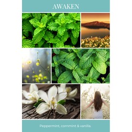 Eco Candle Co. Essentials Room & Linen Spray, Awaken, 8 fl. oz. - Scents of Cornmint, Peppermint, & Vanilla - Recycled Amber Glass Bottle, No Propellents, Pure Essential Oil Blends, Pump