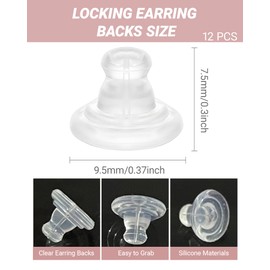 Srzllxfc Silicone Earring Backs 12 Pack – Clear Earring Stoppers for Studs & Heavy Earrings, Hypoallergenic Locking Backs for Sensitive Ears, Secure Fit for Women & Men, Comfort Jewelry Accessories