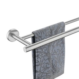 JQK Double Bath Towel Bar, 19 Inch 304 Stainless Steel Thicken 0.8mm Towel Rack Bathroom, Towel Holder Brushed Finished Wall Mount, Useable Length 16 Inch, TB100L16-BN