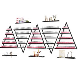 EBANKU 10PCS Metal Nail Polish Storage Racks, 5 Tiers Nail Polish Racks for Wall Black Triangular Display Rack Cosmetic Display Case Perfume Wall Shelf Essential Oil Organizer for Nail Salon Shop