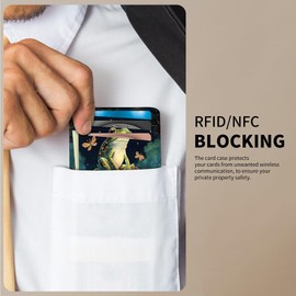 RWUTYTIUL Mushroom Frog Slim Minimalist Wallet with Lanyard Strap, PU Leather Front Pocket Wallet RFID Blocking Credit Card Holder Card Cases with ID Window for Man Woman Boy Girl