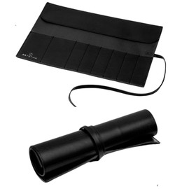 ESTETIKA Travel Makeup Brush Roll Holder Organizer for Women Luxury Brush Pouch Portable Chic Case for Makeup Brushes – Holds 10 Brushes, Stylish Cosmetic Beauty Essentials Storage Pouch (Black),