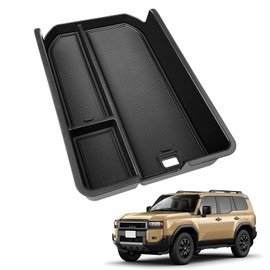 Center Console Organizer Compatible with 2024 2025 Toyota Land Cruiser Prado 250 J250 LC250 1958 Accessories, Insert ABS Armrest Storage Box Tray with Anti-Slip Mats (Not Fit Cool Box)