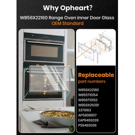 WB56X22160 Range Oven Inner Door Glass, Oven Door Glass with Galvanized Frame, Double-Layers High Temperature Resistant Glass, Replacement for WB56X22160, WB55T10154, etc, Compatible with GE, Kenmore