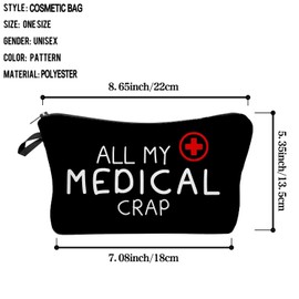 Livel lhood All My Medical Crap Makeup Bag Cute Small Organizer Zipper Pouch Drug Storage Cosmetic Bag Birthday Present for Women Friends, hzz18087, Small