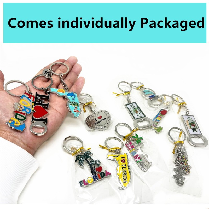 TSY TOOL 12 Pack of Florida State Keychain Metal Ring,