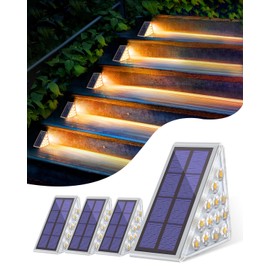 Bellanny Bellanny Solarlampen fr Au?en, 4 Stck 3000K Warmwei? Solar Treppenlicht, 13 LED Stufenleuchte Solarleuchten Garten, IP65 Wasserdichte Lampe Outdoor fr Terrasse Gehweg Treppe Wege Boden Balkon Deko