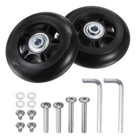 uxcell Replacement Luggage Wheels 75x24mm Suitcase Wheel Repair Kits Include 2 PU Bearing Wheels & Washers, Wrenches & Axle Screw for Trolley Bag, Inline Skate and Caster Board
