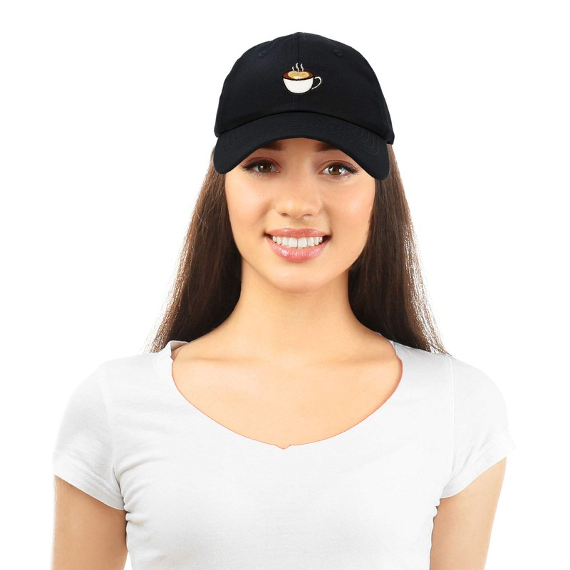 DALIX Cappuccino Hat Coffee Cup Womens Baseball Cap in Black