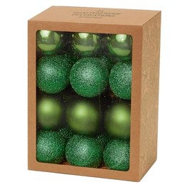 Shatterproof Christmas Baubles 24 Pack 60mm Premier Christmas Tree Decoration, matt, shinny and glitter baubles (Green 9552)