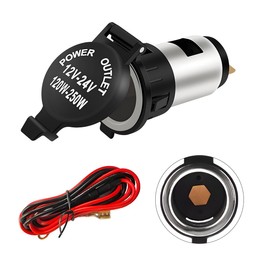Gasedin - Encendedor de cigarrillos para coche, enchufe de encendedor de cigarrillos de 12 V con cubierta impermeable y cable de extensión, reemplazo de enchufe de alimentación hembra, accesorios de