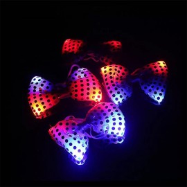 Lecute Moño Luminoso Led Corbata Multicolor Fiesta Collar Neon