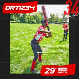 Ortiz34 Grand Slam Set- Graffiti Plastic Bat, 3 Balls, 4 Throw Down (Red)