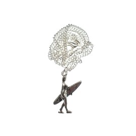 Miniblings Surfer Surf Girl Necklace 45Cm Sports Silver Plated Surfing Surfboard
