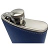 Hip Flask Blue Leather Wrapped Stainless Steel 6oz Perfect for