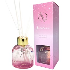 Reed Diffuser Set, Pretty Valley Home Diffuser 80Ml / 2.7 fl OZ Gift Box - Includes Reed Diffuser Sticks, Long Lasting Fragrance Oil and Glass Bottle for Office Living Room Decor (Jasmine)