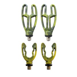 TJR Tackle Camo 4pc Rod Rest heads Inline Front & Grip Lock Rear Butt Rod Pod Rest