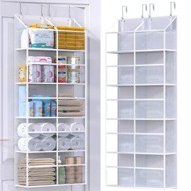 ALLTIDYUP Clear Over Door Organizer - 5 Shelf Clear Hanging Storage with 10 Pockets for Bathroom, Closet, Dorm Room, Apartment Space Saving Organization Solution