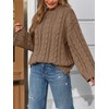 Saodimallsu Womens Oversized Sweaters Cable Knit Bell Batwing Sleeve Crew