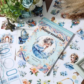 Auguro People Fantasy Stickers Scrapbook Stickers Book with 200 Stickers A5 Size Sticker Book for journaling Pre-Cut journaling Stickers Junk Journal Sticker Book