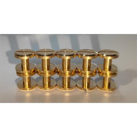 feedal 10 Set 6mm Brass Button Studs Rivets Screwback Screw Leather Brass Copper Wallet Craft Solid Screw Nail Rivet Double Flat Head Belt Rivets