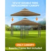 10x10FT Gazebo Replacement Canopy Top Cover, Double Tiered Gazebo Cover
