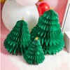 3 Green Christmas Tree Honeycomb Decorations, Pop Up Paper Christmas