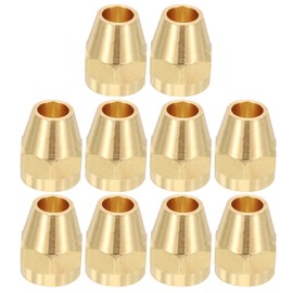 PATIKIL 3/8" Brass Flare Nut, 10Pcs 45 Degree Short Flare Tube Fitting Pipe Fittings for Air Conditioner, Water, Air, Oil, Gas Line, Brass Tone