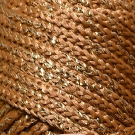Lukche 3 Skein 1.5mm (3x153 Yards) Premium Polyester Macrame Cord Sparkle, Colorful Rope, Yarn Crochet, Macrame Supplies for Bag Craft Wall Hangers, Bags, Bottom Plates, Carpets(3 Camel Gold)