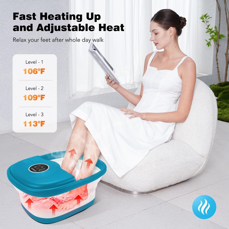 Collapsible Foot Spa Bath with Heat, Remote Control, Temperature Control,