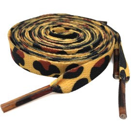 YJRVFINE Flat Print Shoe Laces: 1 Pair 45 Inch Yellow Leopard Animal Pattern Shoelaces for Sneakers