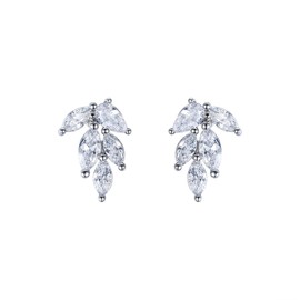 EVER FAITH Leaf Stud Earrings Clear Cubic Zirconia Cute Tiny Climber Earrings Ear Climber Ear Cuff for Women Girls Teen, Cubic Ziconia, Cubic Zirconia