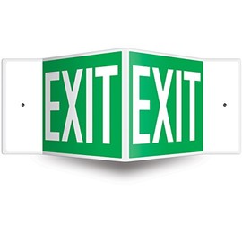 Accuform PSP337 Projection Sign 3D, "EXIT", 0.10" Thick High-Impact Plastic, Pre-Drilled Mounting Holes, Plastic, 8" x 12", White on Green
