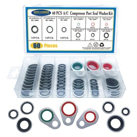 A/C System Compressor Gasket Seals Air Conditioning Compressor Port Seal Washer Kit 60 Pieces Gasket Bonded Seal Assortment