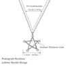 Silver Pentagram Star Pendant Necklace, Cubic Zirconia Crystals, Hollow Design