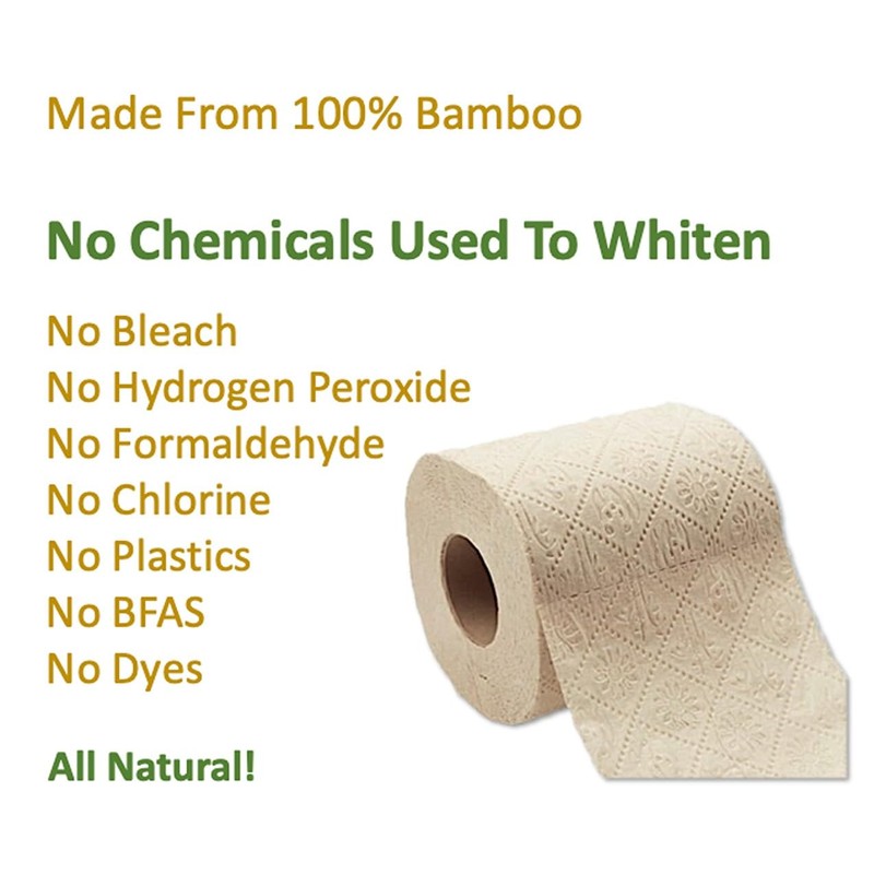 100% Bamboo, thick 3-ply toilet paper, tree-free, unbleached, sustainable, 300