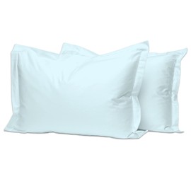 Pizuna 400 Thread Count Cotton Oxford Pillowcase 50 x 75 cm, Baby Blue, Pack of 2, 100% Long Staple Cotton Soft Mako Satin Weave Luxury Pillow Slip with 5 cm Border and 20 cm Flap