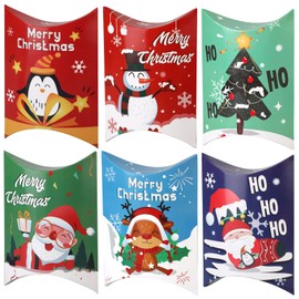 HOWAF 12pcs Christmas Pillow Boxes Christmas Boxes for Gifts Christmas Gift Boxes Small Gift Boxes Christmas Treat Boxes Christmas Candy Boxes Small Boxes for Christmas Party Favors Xmas Decorations