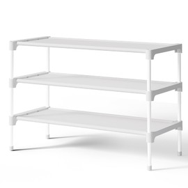 Kitsure Shoe Rack - Premium Non-Woven Shoe Rack Shelf, 4-Tier Shoe Organizer for Closet, Entryway, Garage & Corridor, Sturdy & Durable Long Stackable Shoe Shelves, Up to 16 Pairs of Shoes,White