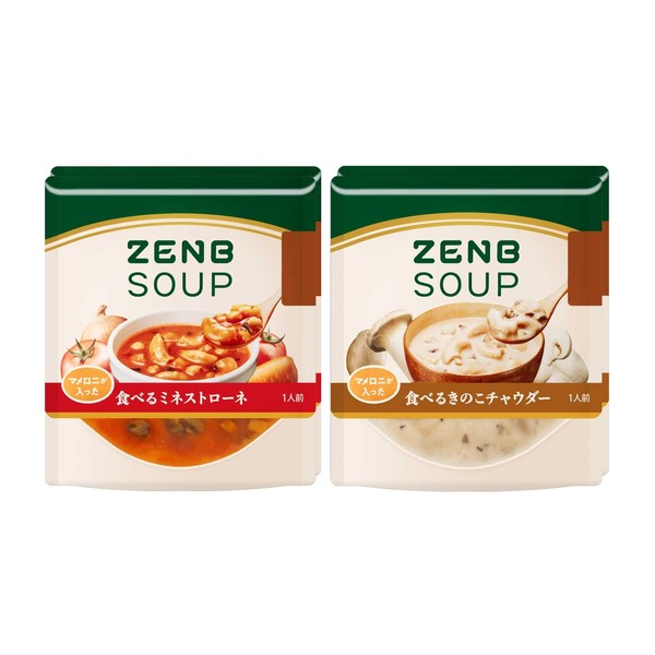 ZENB ZENB Soup Pasta, 2 Types, 4 Meals (Minestrone 2 Meals + 2 Mushroom Chowders), Low Sugar Content Gluten Free, Plant-Based, Dairy-Free Dietary Fiber