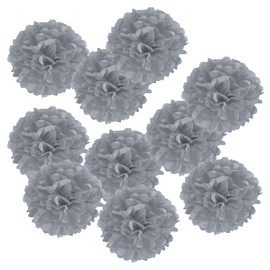 PATIKIL 6" Tissue Pom Poms Flowers, 10 Pack Paper Flower Ball for Wedding Bridal Shower Birthday Bachelorette Party Backdrop Decoration, Grey