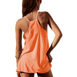 IQSQSQ Womens Sleeveless Athletic Hot Shot Mini Dress with Built-in Shorts Sundress(range-XS) Orange