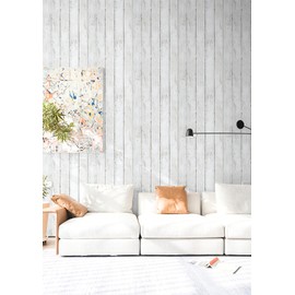 Wood Wallpaper White Wood Shiplap Peel and Stick Wallpaper 17.71" X 118" Self-Adhesive Removable Wood Wallpaper Kitchen Countertop Home Decoration Wall Coverings Vintage Wood Paper