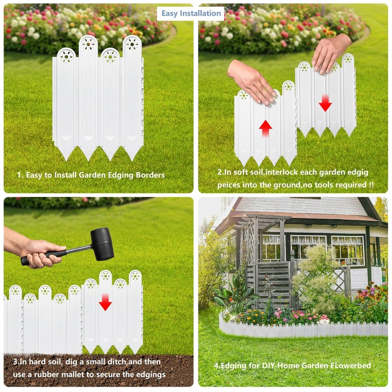 10 Pcs Garden Edging Border for Landscaping: Plastic Interlocking Decorative