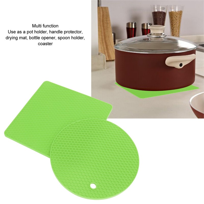 5Pcs Silicone Trivet Mat Square Round Honeycomb Hot Pad Non