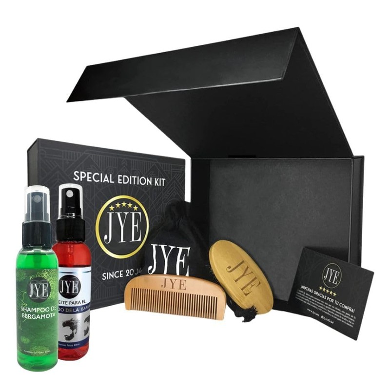 JYE Kit Cuidado de Barba y Bigote: Aceite de Hidratación,