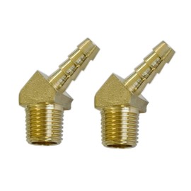 2PCS SOILD BRASS 1/4" HOSE BARB X 1/4 MALE NPT Brass ELBOW 45 DEGREE Pipe Fitting Thread
